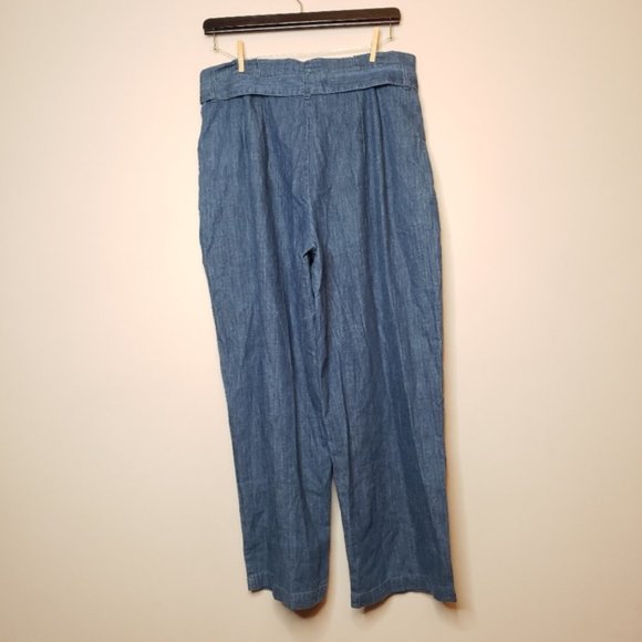 J. Crew high waist denim chambray paperbag pants 14 - Picture 3 of 6